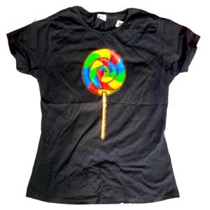 🌞3/$18🌞NWT Black Rainbow Lollipop Graphic Women's T-Shirt Size Medium